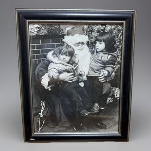 1980s 1990s Vintage Santa Claus Boy Girl On Knee Original Black And White 8x10